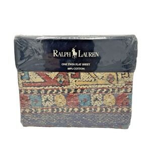 Vintage New Ralph Lauren Zuma Point Multi One TWIN Flat Sheet NOS